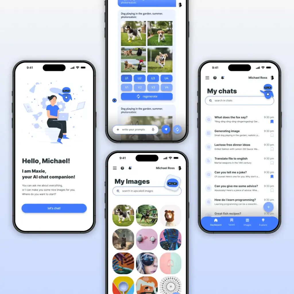 maxies-ai-chatbot-app-ui-design-screens